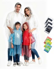 Rain Ponchos Family Pack   Disposable Poncho for Kids Adults with Drawstring ...
