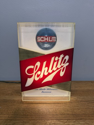 Vintage 1959 Schlitz Revolving Globe Light Up Bar Beer Sign Advertisement Works