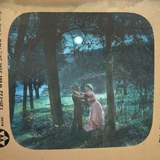 Antique DeWitt Wheeler Magic Lantern Slide Moonlit Couple