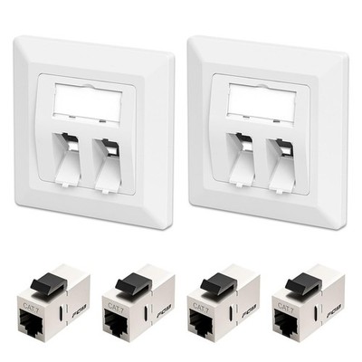 Netzwerkdose Cat7 10 Gbit s 4x Keystone Modul Patchkabel Weiß