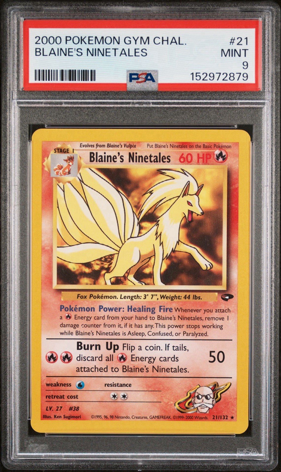 2000 Pokemon TCG Gym Challenge Blaine's Ninetales #21 PSA 9 MINT Rare Card