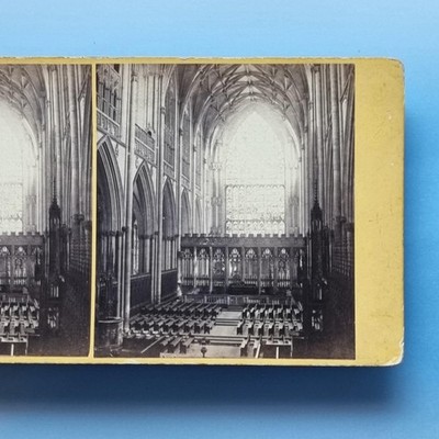 York Stereoview um 1870 Echtfoto Yorkshire Kathedrale Chor Blick nach Osten von Wilson
