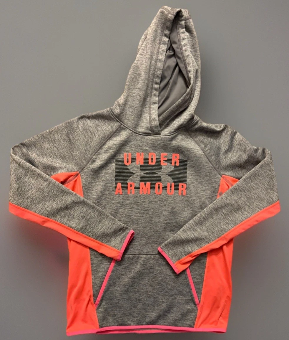 Under Armour Storm Armour Fleece Big Logo Gray Pink Women’s Hoodie Small JBHS