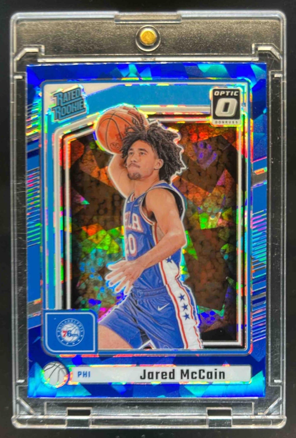2024-25 Donruss Jared McCain Optic Rated Rookie Preview Blue Cracked Ice #P-228