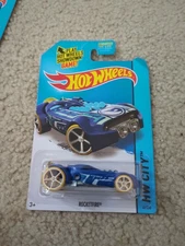 2015 Hot Wheels Treasure Hunts HW City Rocketfire #44 Blue New On Card B50