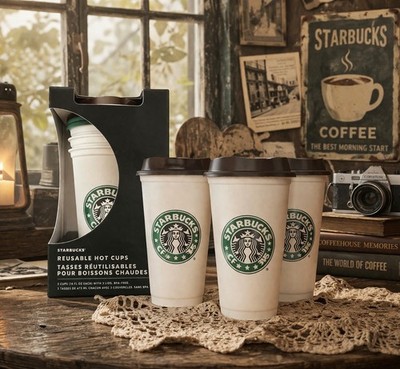 STARBUCKS 3 X REUSABLE HOT CUPS EACH 16FLOZ    
