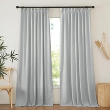 Linen Pinch Pleat Blackout Curtains 84 inch Long for Living Room Bedroom, The...