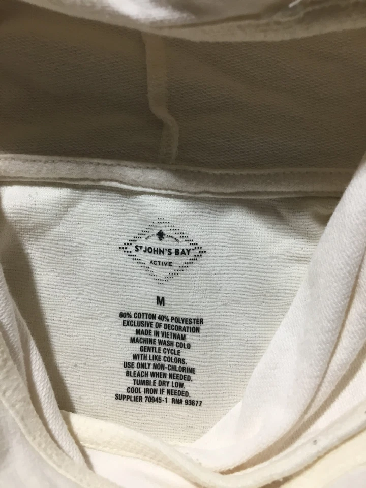St John's Bay активная рубашка женщин M средний белый с капюшоном эластичной стороне галстук - Изображение 3 из 4