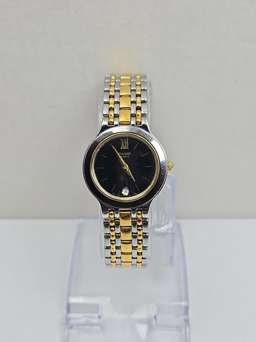 Vintage Pulsar by Seiko Womens Two Tone Date Quartz Bracelet Watch New Battery Vintage Pulsar by Seiko Womens Two Tone Date Quartz Bracelet Watch New Battery
