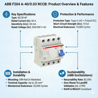 ABB F204 A-40/0.03 Residual Current Circuit Breaker (RCCB)