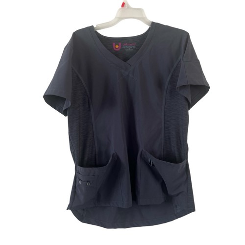 Urbane Performance Dark Gray Scrub Top Womens Shirt Size Large Pockets