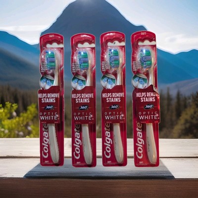Colgate 360 Toothbrushes Optic White SOFT Bristles FACTORY SEALED LOT OF (4)