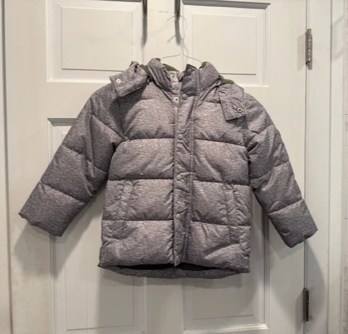 Gap Puffer Kids Warmest Jacket Style Winter Coat Heather Gray/Green (Size 5)
