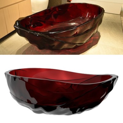 67in Freestanding Solid Surface Soaking Bathtub W/Pop-up Drain & Polished Chrome