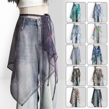 Bohemian Style Mesh Waist Scarf Streetwear One-Piece Hip Curtain Skirt Y2k