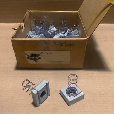 NEW BOX OF 25 POWER STRUT 3/4'' DEPTH 3/4-10 SCREW SIZE CHANNEL SPRING NUT AK