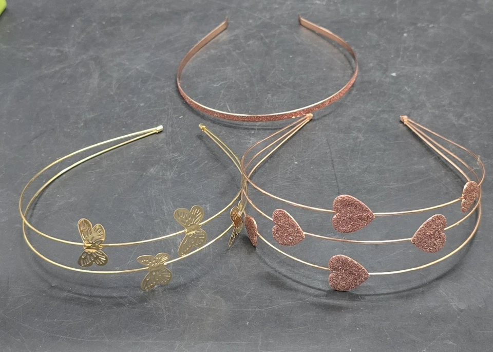 Lot 3 Hair Headband Rose Gold Heart Butterfly - Image 2 of 4