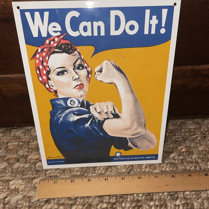 VINTAGE REPRO METAL SIGN WE CAN DO IT WAR PROD COMMITTEE 7.5X9.75 HEAVY STEEL