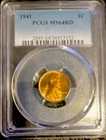 1941 Lincoln Wheat Small Cent Philadelphia PCGS MS64 RD Bronze Business Strike