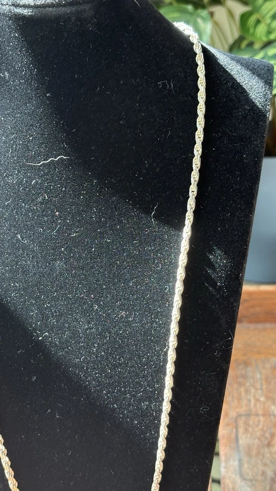 "Collar de cadena de cuerda de plata de ley 925 de 30"" - 3,3 mm - pesado 33,8 g" Foto 3 de 4