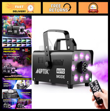Fog Machine with 12 Color LED Lights, 600W Auto Mode, Wireless Remote, Perfect f