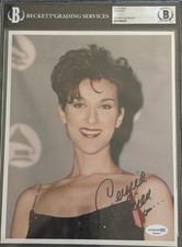 Celine Dion Signed 8x10 Photograph BAS Beckett Encapsulated Autograph COA