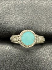 New Condition Sterling Silver Turquoise Scroll Ring Size 7 A8