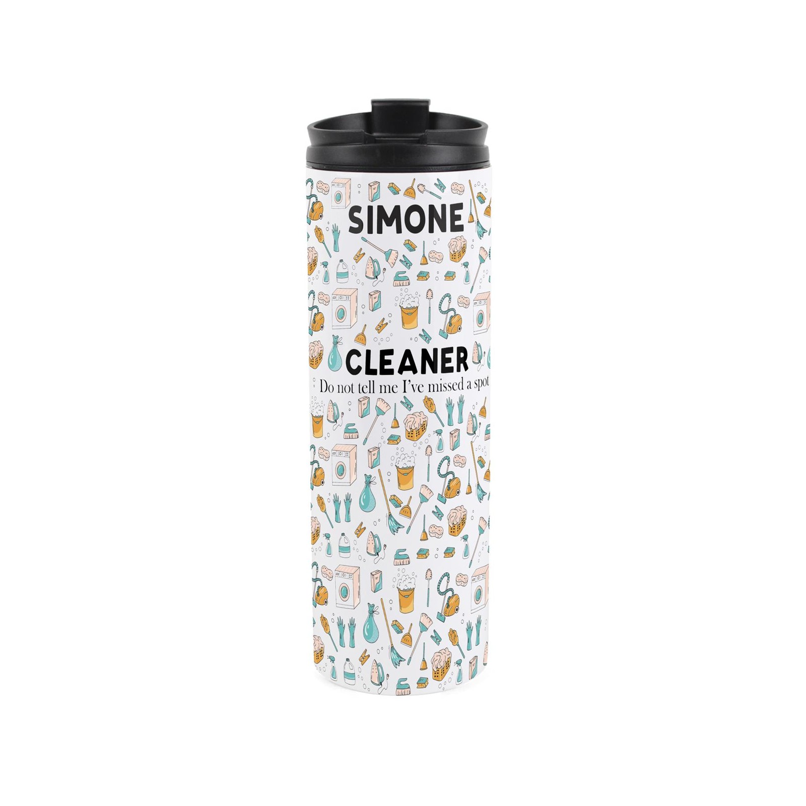Personalised Cleaner Travel Flask - Reusable Stainless Steel Tumbler Gift