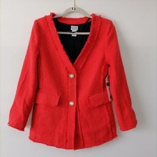 The Look Women's Red 2 Buttons Front Tweed Jacket Size M New With Tag