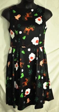 women's fun Christmas dress size large sleeveless zipper back Santa reindeer new