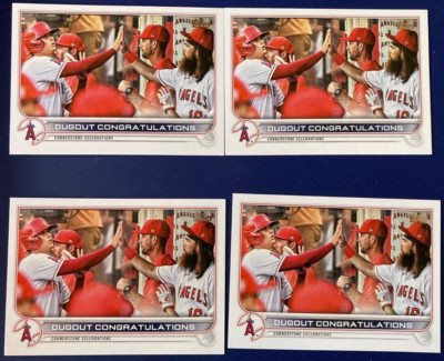 2022 Topps #416 Shohei Ohtani Dugout Congratulations LA Angels LA Dodgers