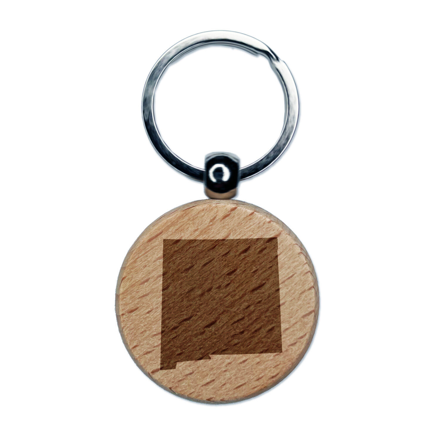 New Mexico State Silhouette Laser Engraved Wooden Keychain Charm
