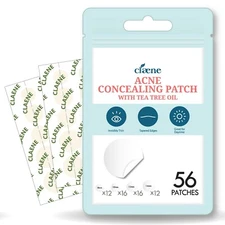 Claene Hydrocolloid Acne Pimple Concealing Patches Facial Stickers 4 Sizes 56 Ct