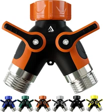 Hose Splitter 2 Way, Heavy Duty Metal Connector, Two Way Garden Hose Splitter