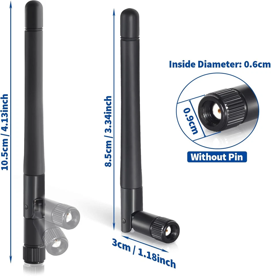 2x Dualband-WLAN-Antenne 2,4 GHz 5 GHz 5,8 GHz 3 dBi MIMO RP-SMA für WLAN-Router - Bild 3 von 4