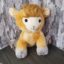 Sun Point Co. Tan Llama Plush Furry Feet Gold Sequins 10" Stuffed Animal 