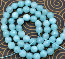 Natural-6mm-Faceted-Blue-Aquamarine-Round-Gemstone-Loose-Beads-15'' AAA