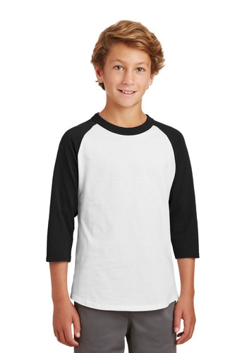 Sport-Tek YT200 Youth Raglan Sleeve Colorblock Crew Neck Stylish Jersey T-Shirt - Picture 6 of 16