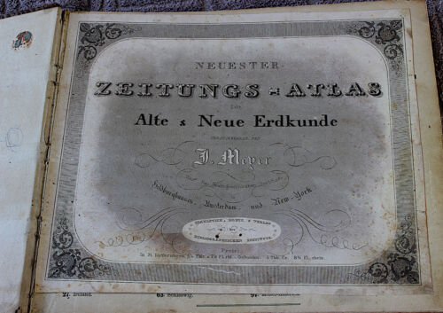 1850'S J MEYER ZEITUNGS WORLD ATLAS ALTE & NEUE ERDKUNDE
