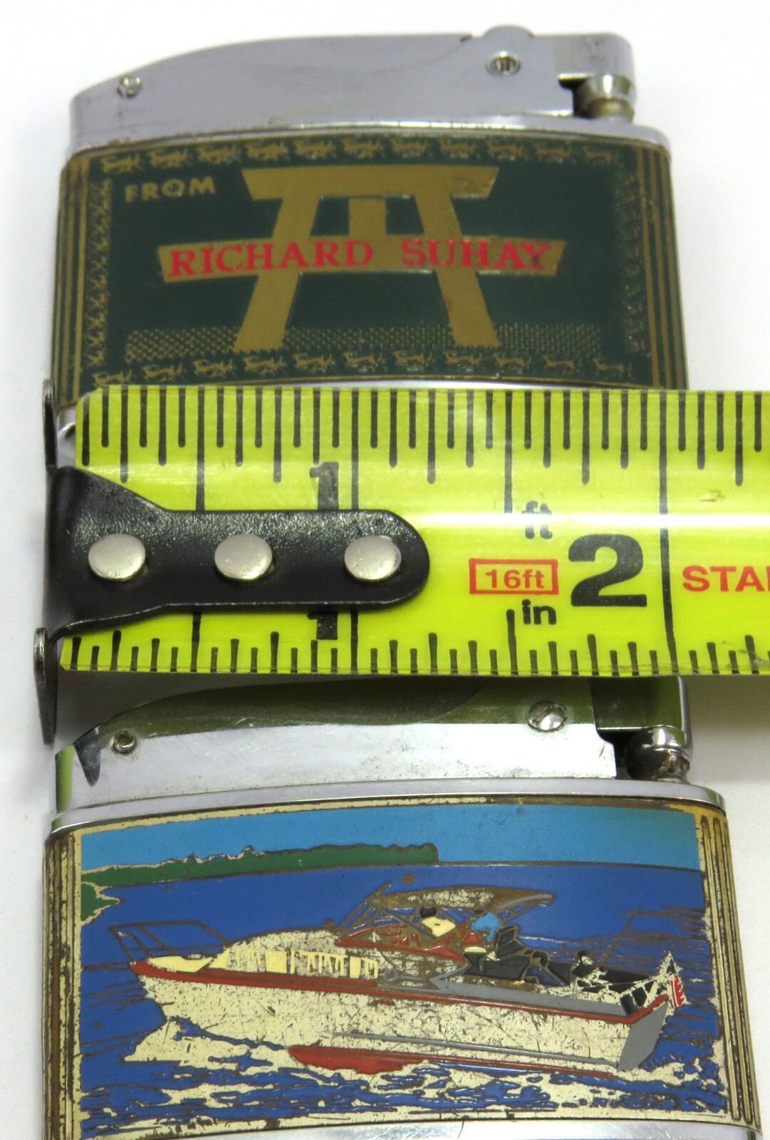 Rosen Midway Marine Boat and Merry Christmas Cigarette Lighters, Lot of 2, Read