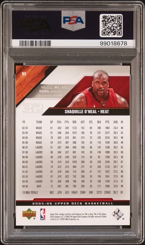 2005 Upper Deck #93 Shaquille O'Neal PSA 6 - Picture 2 of 2