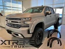 Paintable Black 19-23 Chevy Silverado 1500 Pocket Rivet Bolt Fender Flares Set