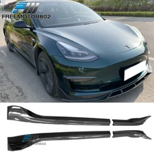Fits 17-25 Tesla Model 3 Side Skirt Extension Rocker Panel - Carbon Fiber Print