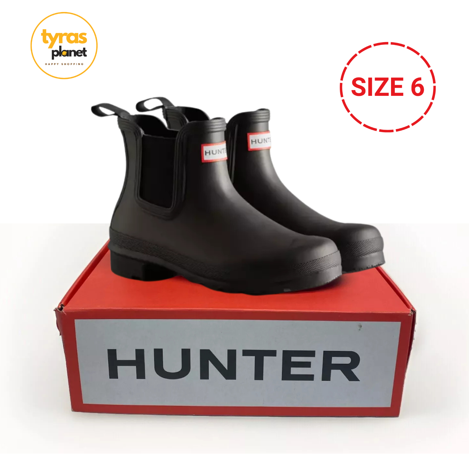 Hunter Original Chelsea Black Ankle Rain Bootie Women's US Size 6 New