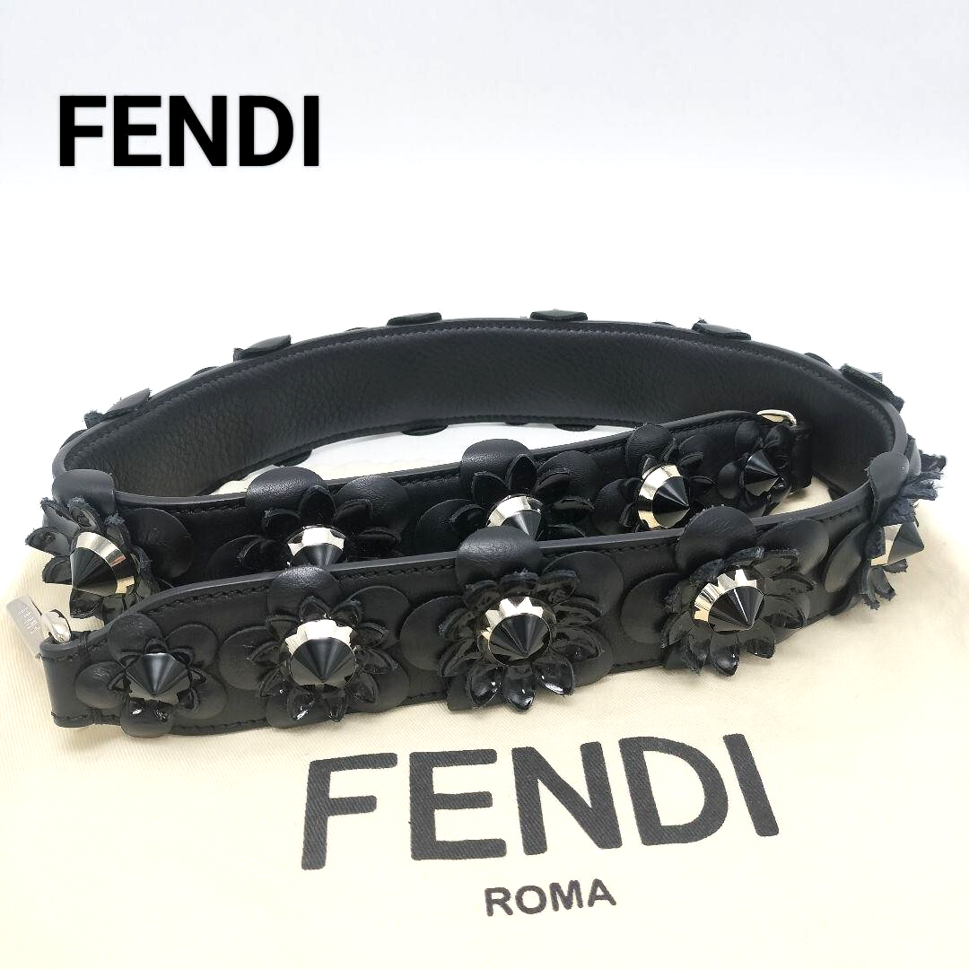 FENDI Shoulder Strap You Leather Black
