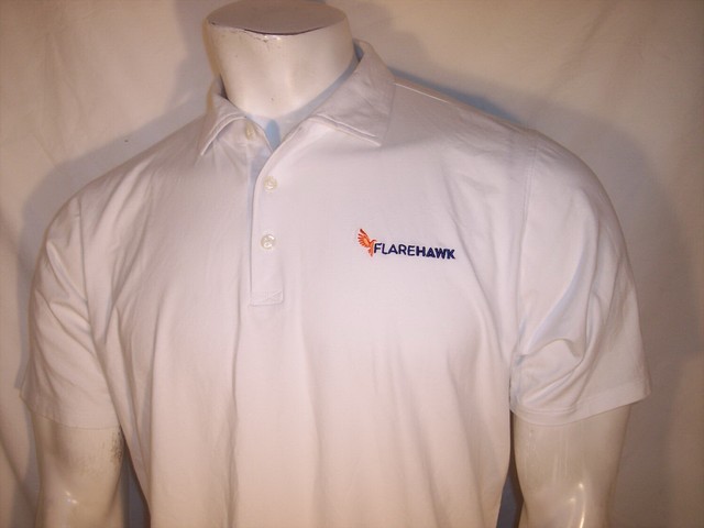 B Draddy Medium White Cotton/Spandex Golf Shirt FlareHawk Logo | eBay