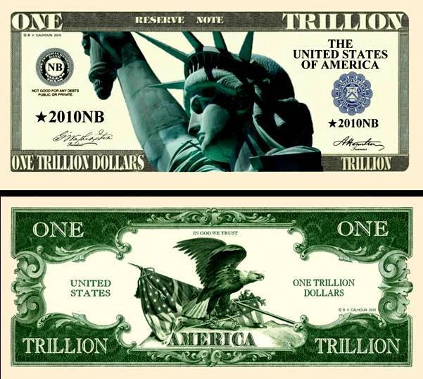 New-Style Liberty Trillion Dollar Bill Play Funny Money Note with FREE SLEEVE