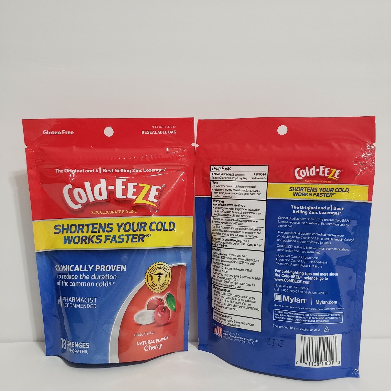 ColdEeze Zinc Lozenges Natural Cherry Flavor Resealable Bag New Lot of