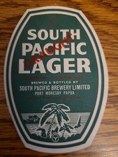 Vintage 1973 South Pacific Lager Draught Beer Label Pt Moresby Papua New...