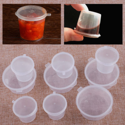 100Pcs/Set Small Plastic Sauce Cups Food Storage Containers sale Lids Clear